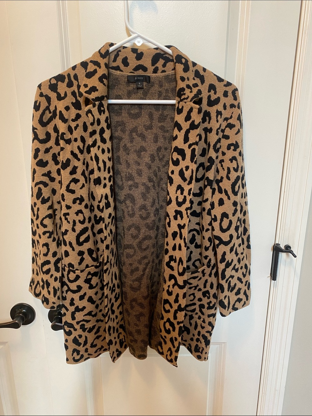 J. Crew Leopard-Print Open Cardigan in Tan and Black